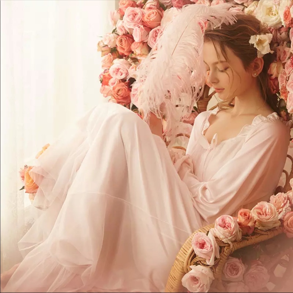 Princess Long Sleeve Silk Lace Lingerie Dress